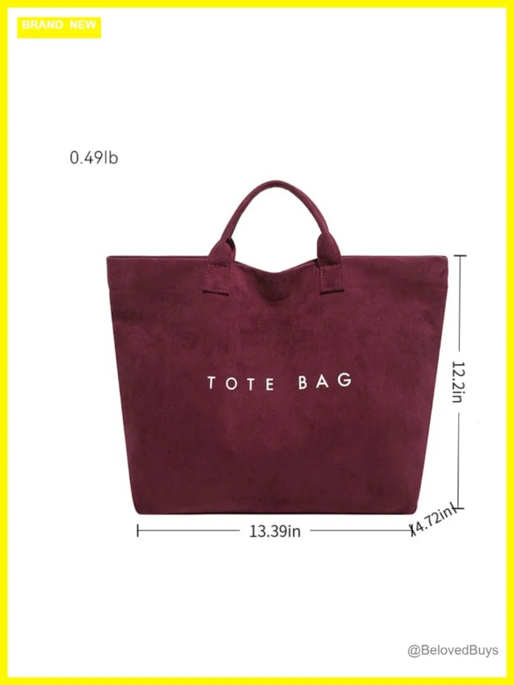 Suede Large Tote Bag with Letter Print, Shoulder Handbag for Work Travel